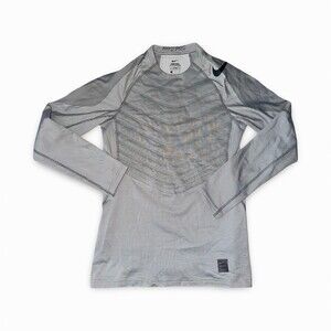 Nike Pro Hyperwarm Compression Base Layer Top Mens Small Gray Long Sleeve